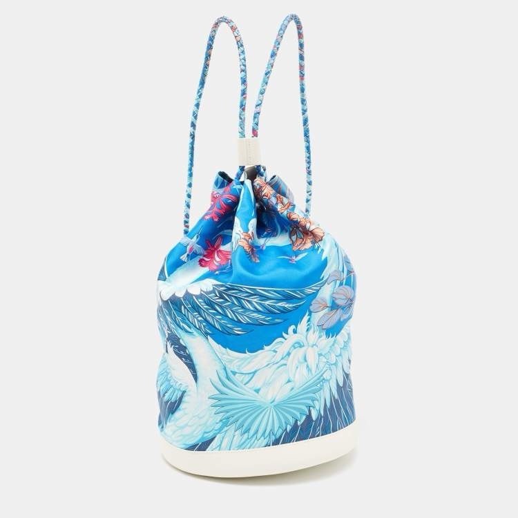 Hermes Bag - Backpack Multicolor Silk Blend &Leather Soie Cool Bag Authentic