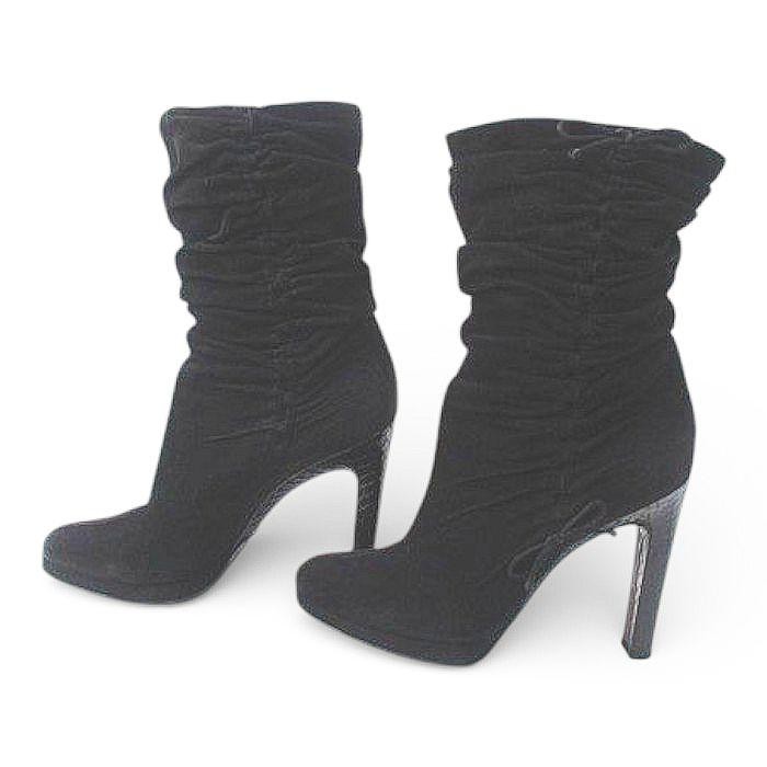 GUCCI Women's Short Side Gathers Suede Boots Size:38/JP:25 Black 141193K Authen thumbnail 2