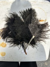 Small Victorian Black Ostrich Feather Hand Fan Faux Tortoise Shell