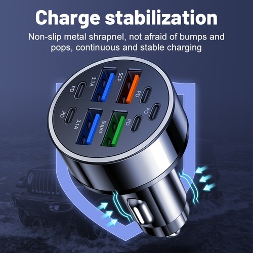 Chargeur Voiture Charge Rapide 9en1 avec Port 4USB et 1PD pour Plusieurs Apparei - Photo 5/12