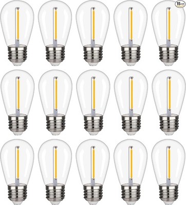 Outdoor String Light Bulbs, Shatterproof Waterproof Replacement Bulbs,15pack