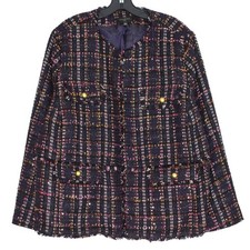 Talbots Tweed Blazer Navy Sequin Quiet Luxury Old Money Academia Plus Size 18W