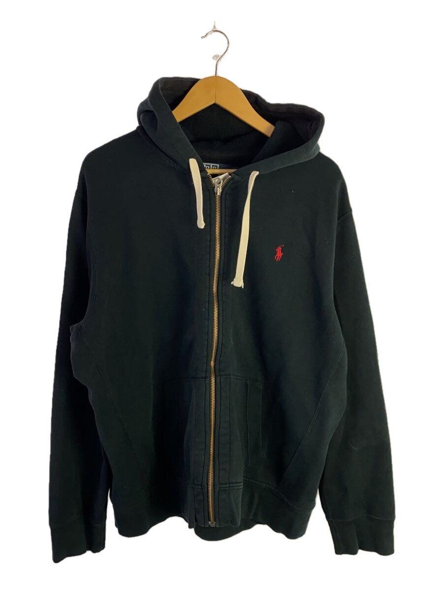 Felpa con cappuccio e zip RALPH LAUREN pony XL cotone nero usata