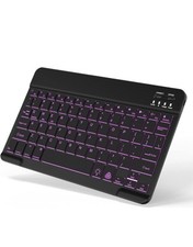 Backlit Bluetooth Keyboard Small Portable Wireless Keyboard Rechargeable Black