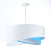 HäNgeleuchte HäNgelampe Stoff Weiß Blau E27 Ø 50Cm Veloursoptik Rund Verstellbar