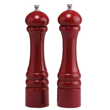 Chef Specialties 10602 10 in. Candy Apple Red Pepper Mill and Salt Mill Set