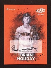 BRIAN HOLIDAY 2024 Oklahoma State Baseball Signature Series ORANGE /100