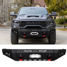 Vijay For 2019-2024 Dodge Ram 1500 Steel Front Bumpers Wwinch Plateled Lights
