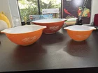 Set of 3 Vintage Pyrex Nesting Cinderella Mixing Bowls Autumn Harvest Wheat