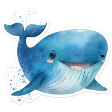 Cute Blue Whale - Vinyl Decal Sticker - Car Window Laptop - ebn9397