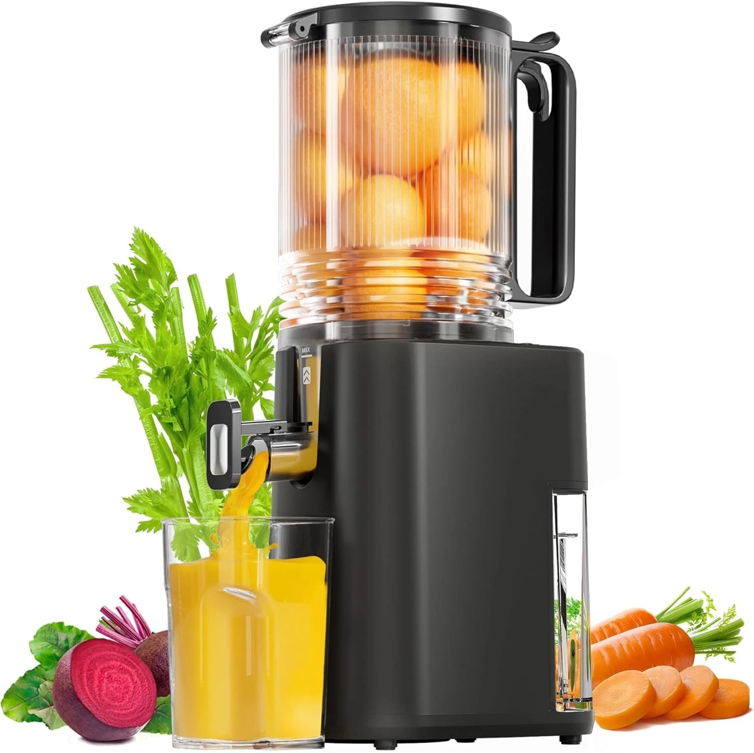 Cold Press Juicer,5.8 in Wide Feed Chute Juicer Machine, Slow Masticating Juicer