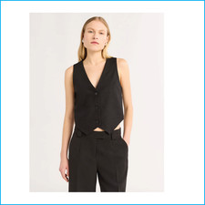 Scoop Women’s Plus 4X Black Soot Linen Blend V Neck Vest