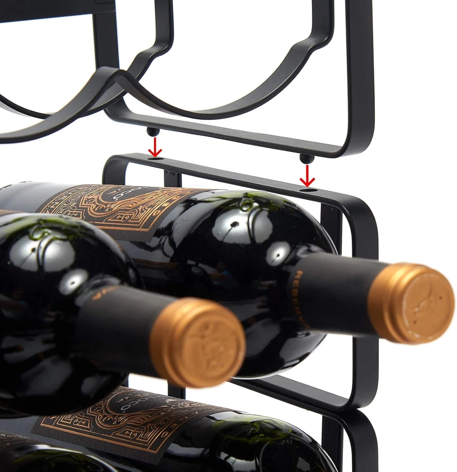 – Portabottiglie Modulare – Portabottiglie Impilabile – Nero - Immagine 4 di 4