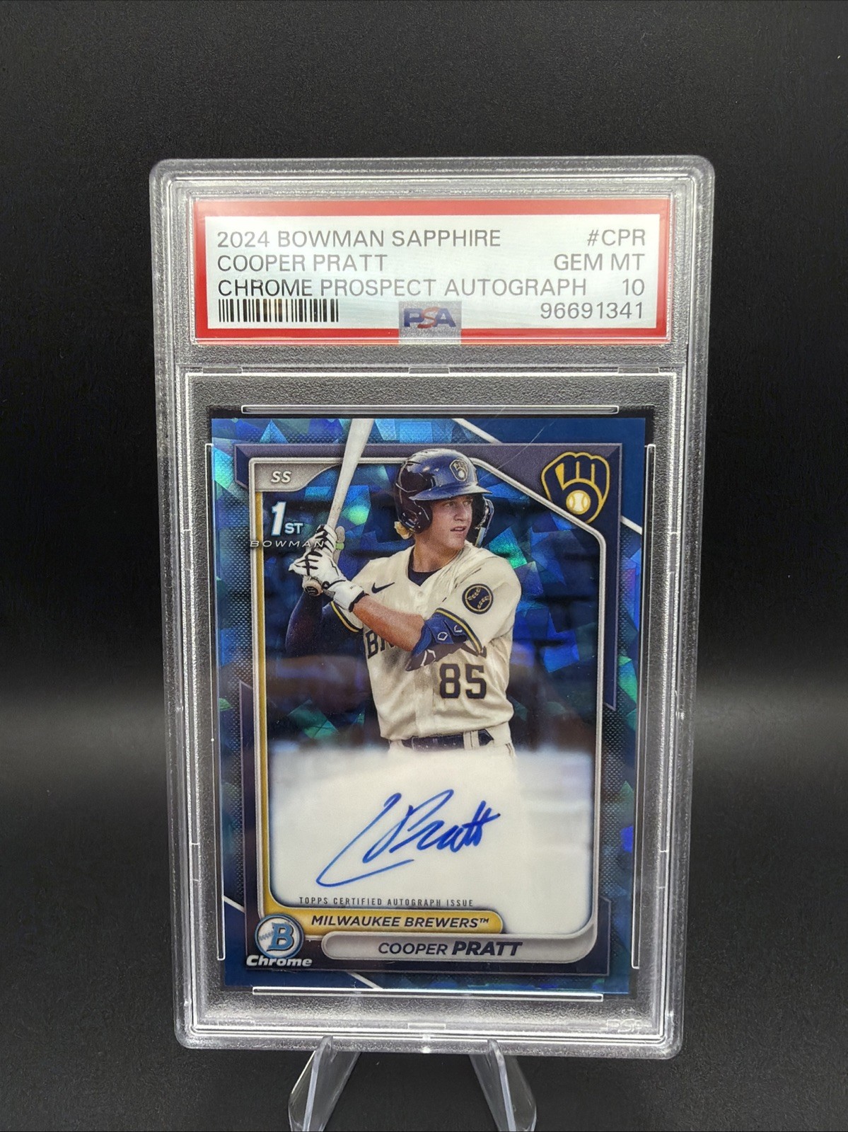 2024 Bowman Chrome Sapphire Cooper Pratt 1st Auto PSA 10 🔥 Pop 44