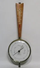 Airguide Barometer Thermometer Brass Wood Wall Weather Station Vintage USA