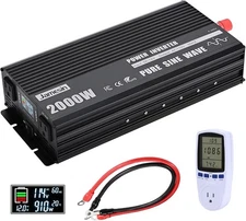 JAMESIN 200W Pure Sine Wave Power Inverter 12V DC to 110/120V AC w. LED *6233F1M