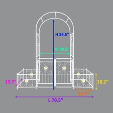 Metal Garden Arch With Gate 79.5" Wide Climbing Plant Support Rose Arbor
