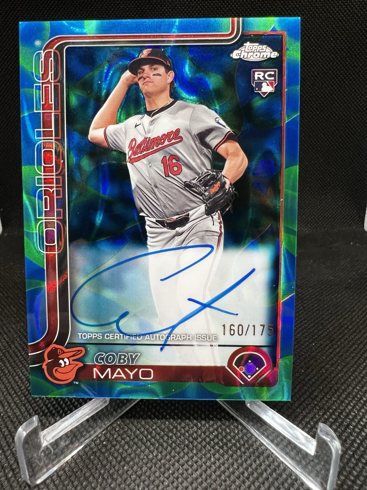 2025 Topps Chrome - Coby Mayo /150 Blue Raywave Refractor Rookie Auto RC