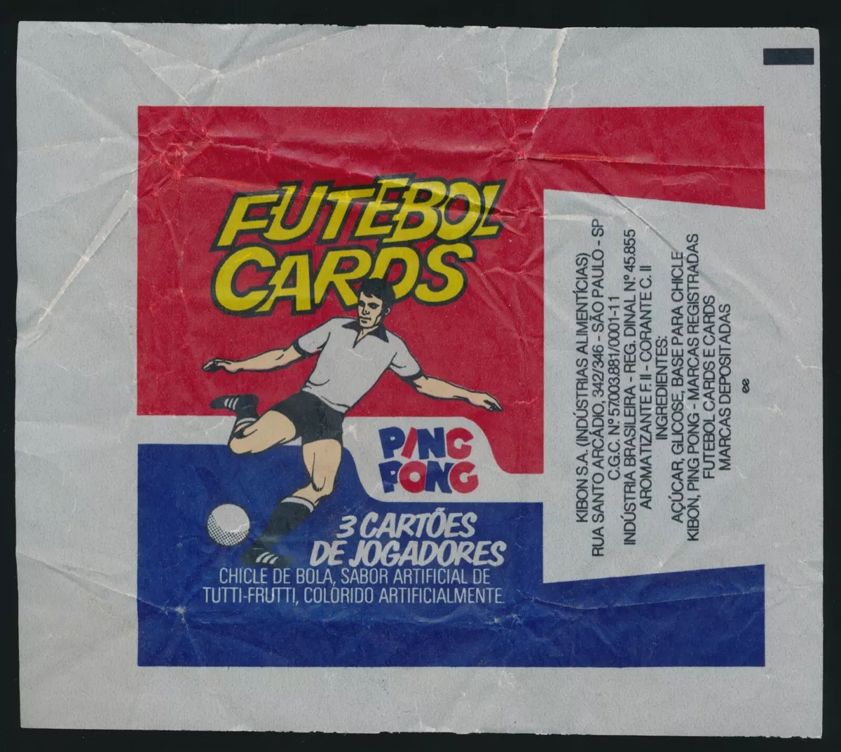 1978 Ping Pong FUTEBOL (Brazil) -ORIGINAL WRAPPER *Extremely Tough*