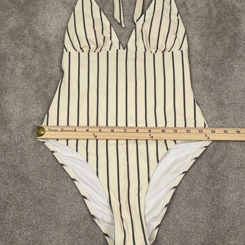 CUPSHE One Piece Swimsuit Women's Size S Halter Tie Striped V Neck Bathing Suit - Picture 11 of 11