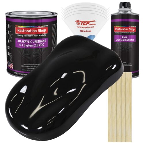 Jet Black (Gloss) Acrylic Urethane Auto Paint - Complete Gallon Paint Kit - P...