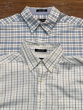 Chaps Lot Of 2 Men’s Button Down Dress Shirts Size 16-16 1/2 Classic White Blue