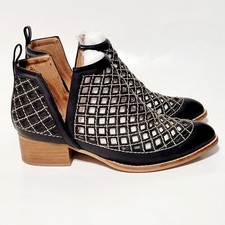 JEFFREY CAMPBELL Taggart Cut-Out Mesh Leather Pull On Bootie Boots Shoes Wm 8US