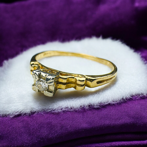 ANTIQUE- 14K Gold- Diamond Ring -Edwardian Solitaire Wedding Ring - Sz 9.5 -1.9g - Picture 2 of 24