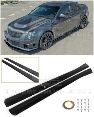 For 09-15 CTS-V Sedan & Wagon | Black Moon Style Glossy Black Side Skirts Panel