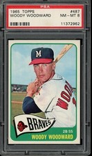 1965 Topps Baseball #487 Woody Woodward PSA 8
