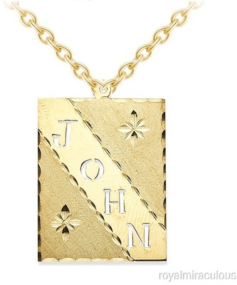 Personalized Cutout DogTag Diamond Cut Nameplate Necklace