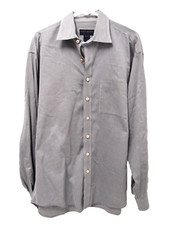 Scott Barber Mens Shirt L Grey Striped Long Sleeve Button 100 Cotton