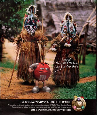 2002 Print ad M&M's Candy Global Color Vote red Masks 12/27/23 | eBay