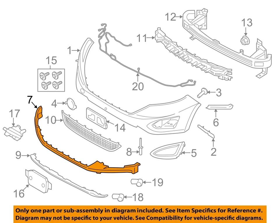 Conjunto de parachoques delantero usado para: Ford Edge SEL 2017 3,5 L grado delantero A Foto 3 de 4