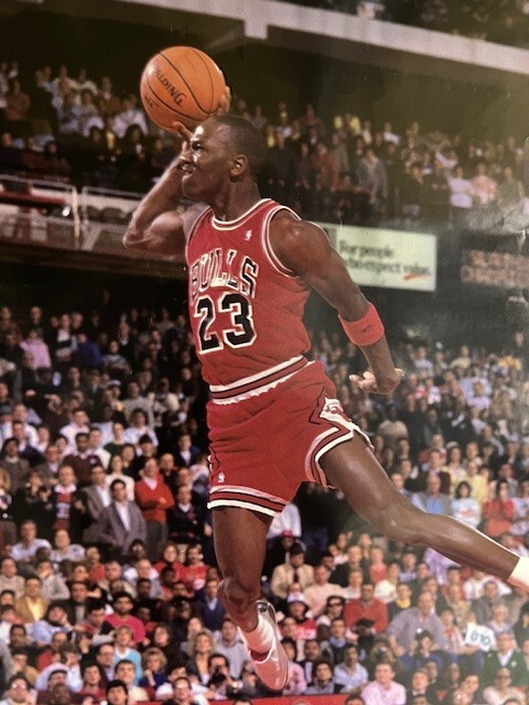97年★NBA公式「STARLINE」ジョーダン BULLS ブルズ ポスター Vtg 1988 Michael Jordan Soaring Starline Poster Chicago