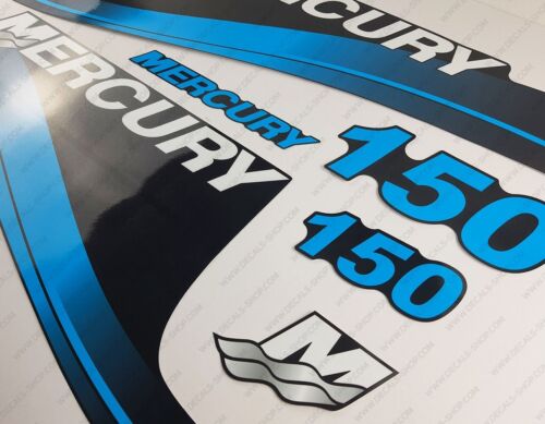 Mercury 150hp Optimax SaltWater outboard engine decals BLUE sticker set - Bild 3 von 7