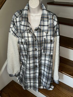 Davi & Dani Shacket Plaid Lumber Jack Coat Jacket Org $100  BID 4 CHARITY  244