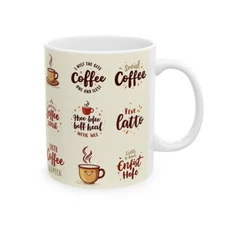 Funny Coffee Mug –Quirky Coffee Quotes & Puns –Latte Art Designs