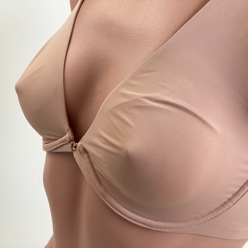Victoria's Secret Underwire Unlined Plunge Bra 32DD Thong M Beige Set NWT - Picture 5 of 12