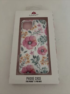 LMNT iPhone 11 PRO MAX Floral Print Phone Case Flowers Floral On White NIB