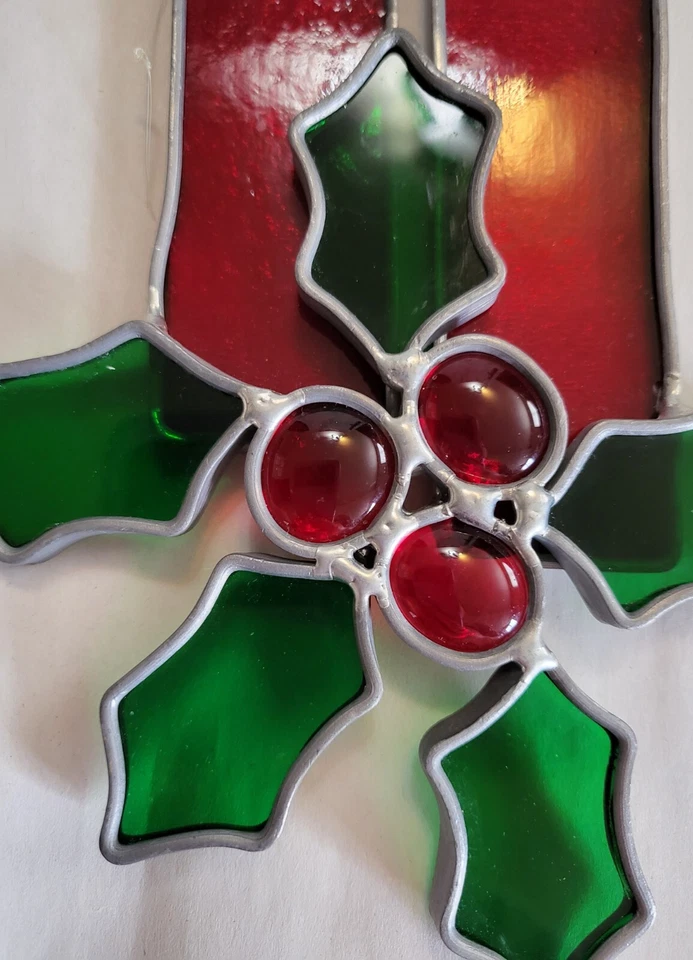 Velas de Navidad vintage vitrales atrapasol decoración acebo vacaciones Foto 3 de 4