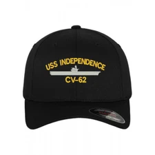 Flexfit BASEBALL Military Cap Hat USS INDEPENDENCE CV-62 SHIP with personal name