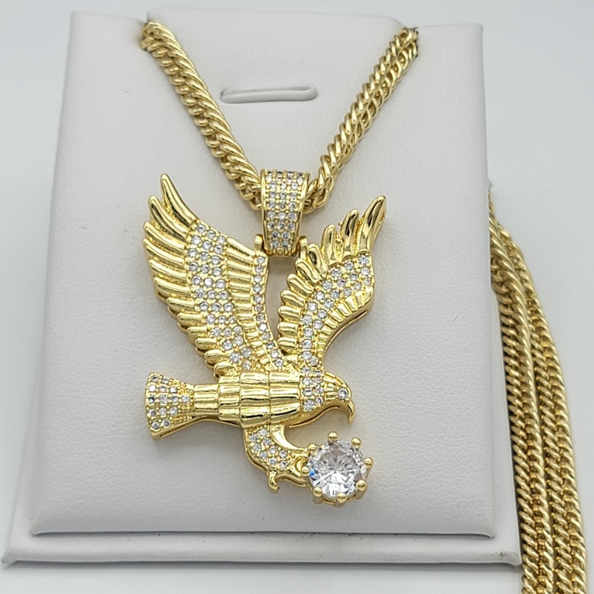 Gold Plated Gold Eagle Chain Mens 14k Gold Plated Hip-Hop Clawed