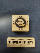 CraftSmart Halloween Rubber Stamp Set of Two 2 Ghost Trick or Treat EUC