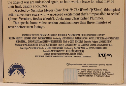 Star Trek VI 6 The Undiscovered Country VHS 1993 Special Home Video Version - Picture 10 of 14