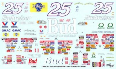Powerslide #25 Budweiser 1995-97 Ricky Craven Ken Schraeder 1/24 Nascar decal