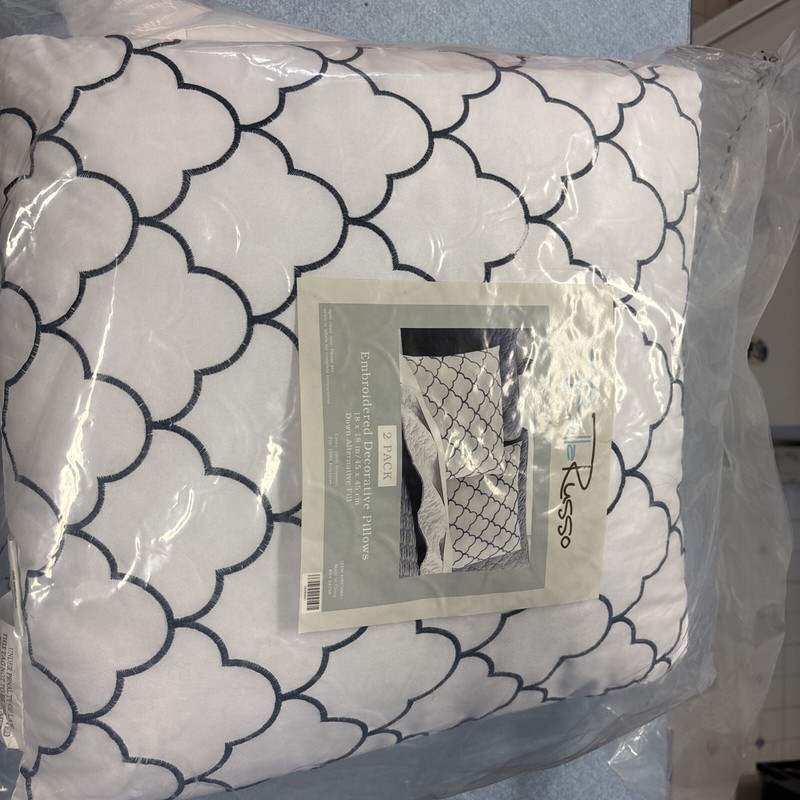 Bella Russo Embroidered Decorative Pillows Two Pack 18" x 18"