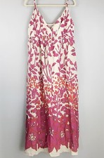 OLD NAVY Floral Maxi Dress Large NWT Empire Waist Spaghetti Strap Pink Orange