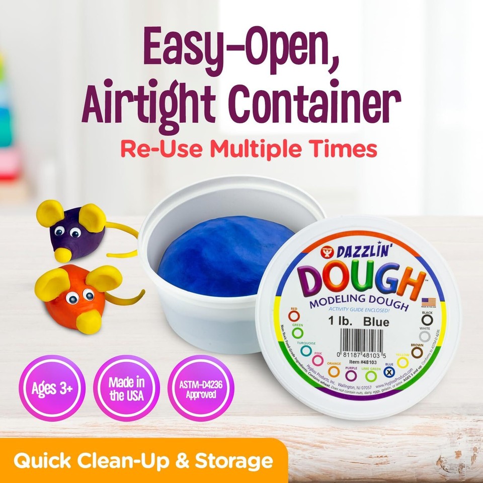 Hygloss Products Play Dough, Safe & NonToxic Modelling Dough Assorted