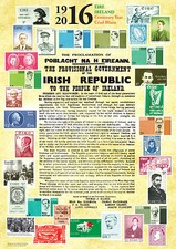 Irish Stamps and The Proclamation of the Irish Republic A4 poster  Easter 1916